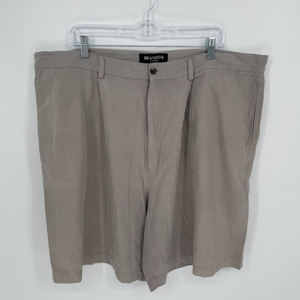 Brandini Y2K Men's‎ Gray Silk Cotton Blend Pleated Casual Shorts Size 44" Waist
